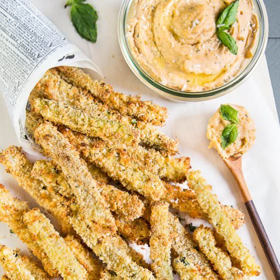 White Pizza Hummus & Zucchini Fries