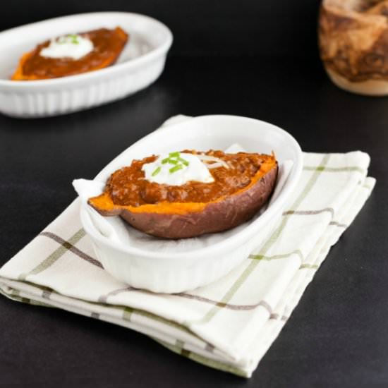 Taco Chili Stuffed Sweet Potatoes