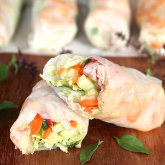 Roast Pork and Sesame Shrimp Summer Rolls