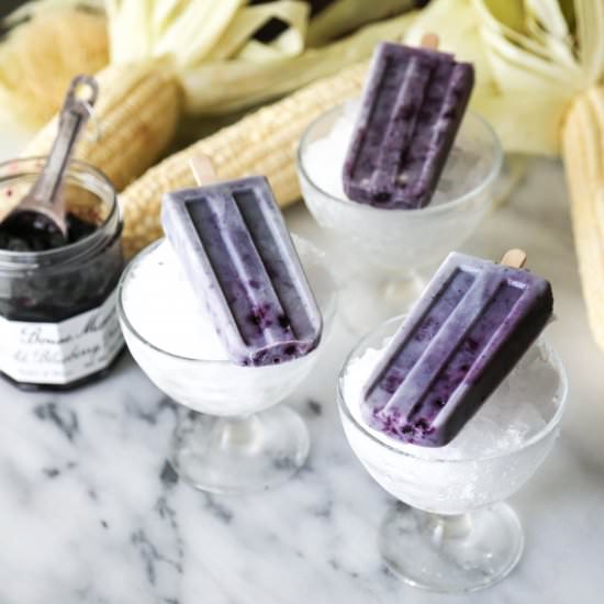 Sweet Corn + Blueberry Ice Pops