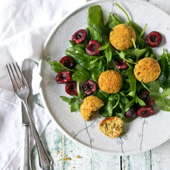 Pistachio Falafel with Cherries