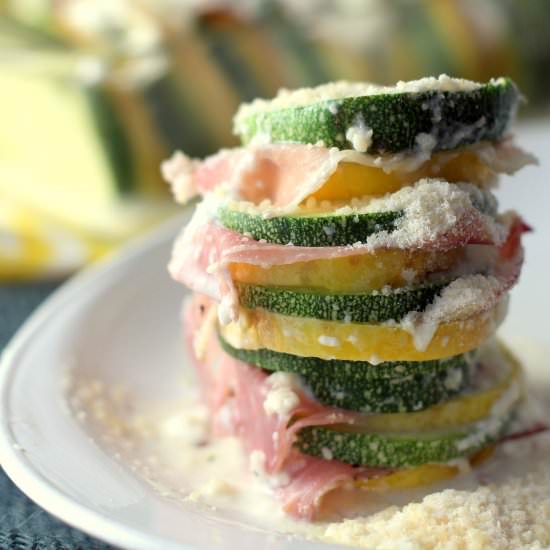 Squash and Prosciutto Au Gratin