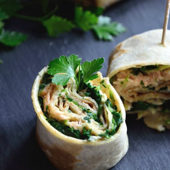 Spinach & Salmon Whole Wheat Pancakes