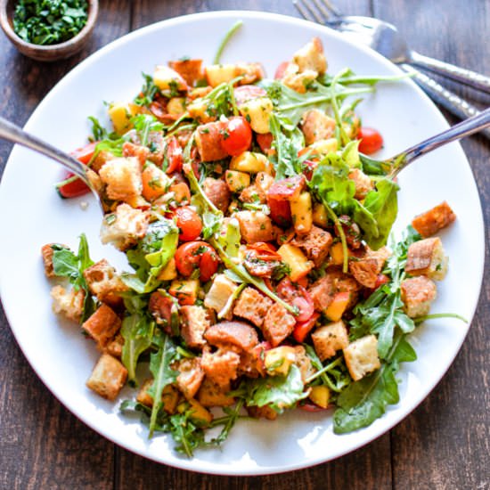 Roasted Peach Panzanella Salad
