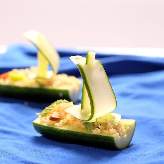 Quinoa Salad in Cucumber Boats