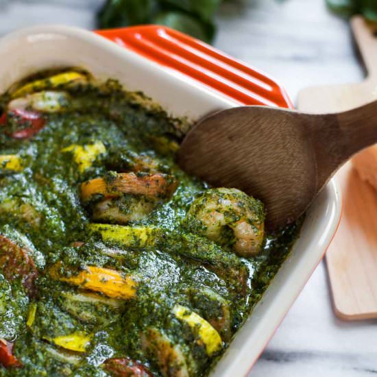 Pesto Shrimp with Squash & Tomato