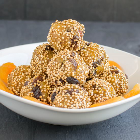 No Bake Apricot Quinoa Bites