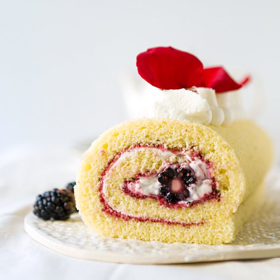Blackberry and Rose Roulade