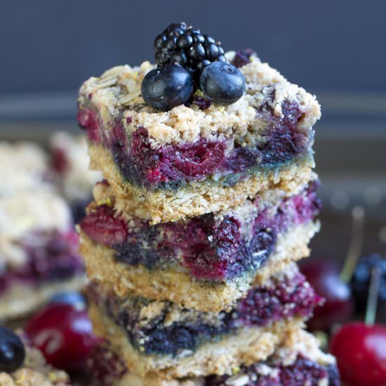 Fresh Cherry Berry Crumble Bars