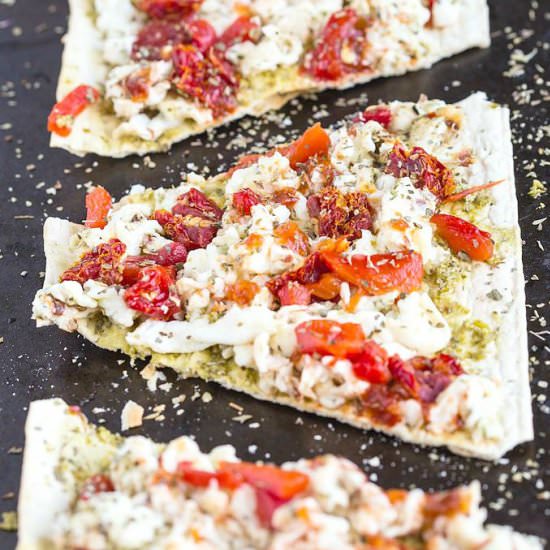 Creamy Egg White Pesto Pizza