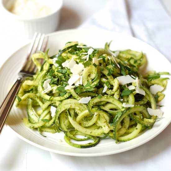 Zucchini Noodles and Jalapeño Pesto