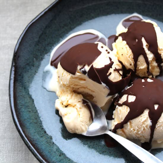 Coconut Ice Cream with Magic Shell