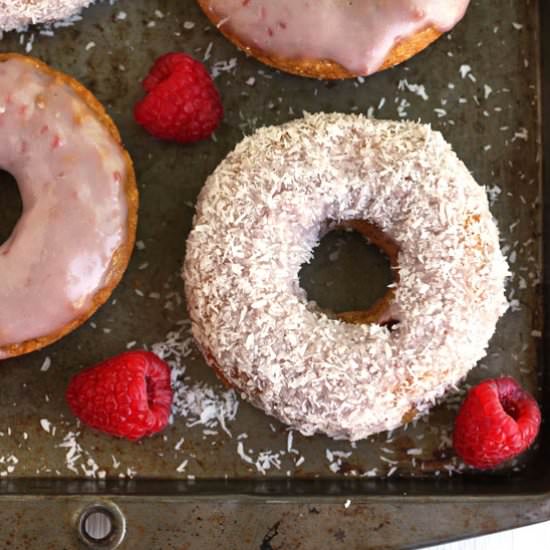 Raspberry Coconut Donuts