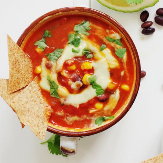 Mexican Bean Soup & Avocado Cream