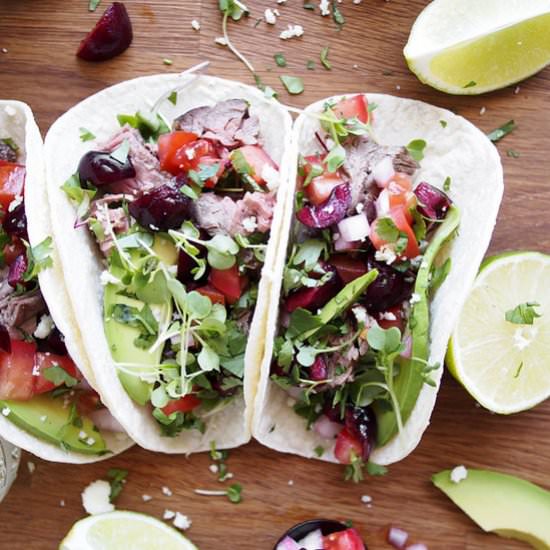 Steak Tacos with Cherry Pico