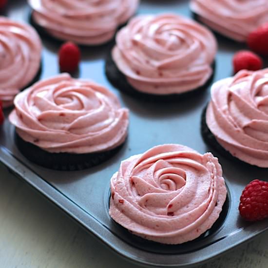Dark Chocolate & Raspberry Cupcakes