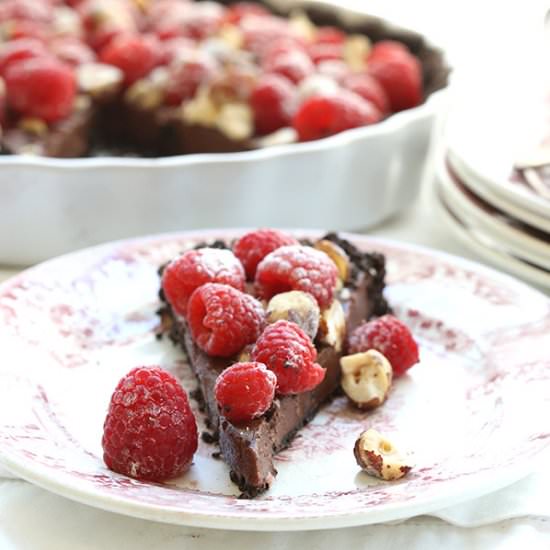 No Bake Nutella Raspberry Tart