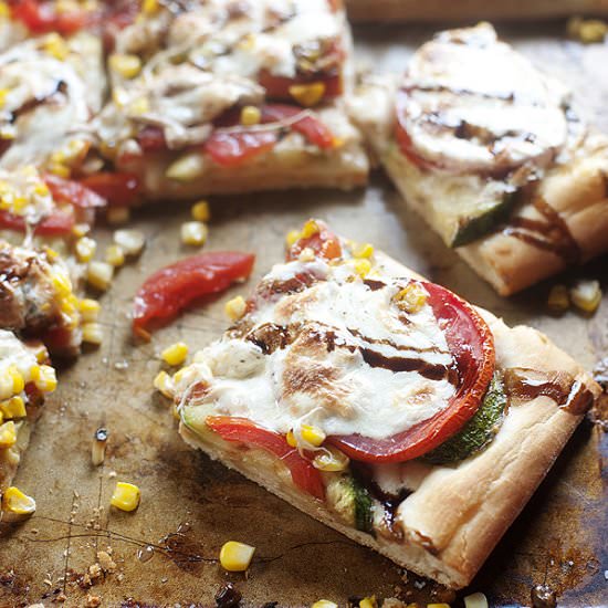 Tomato, Corn & Zucchini Pizza