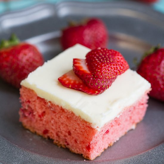 Strawberry Frosted Sheet Cake