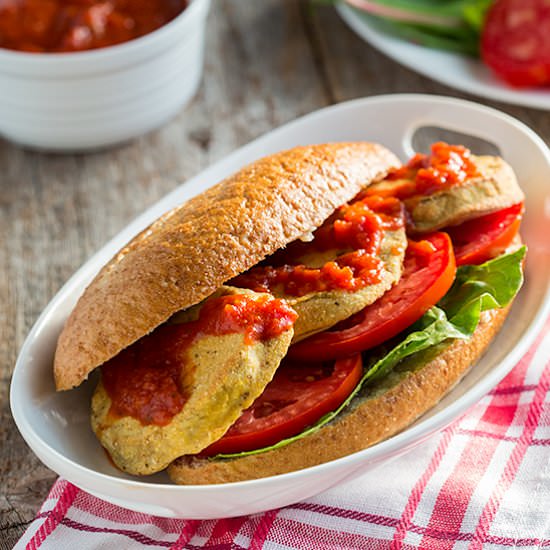 Oven-Fried Eggplant Poboys