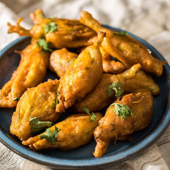 Stuffed and Fried Zucchini Blossoms