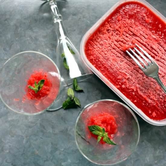 Strawberry Granita with Aperol