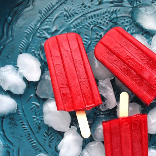 Raspberry Sorbet Popsicles