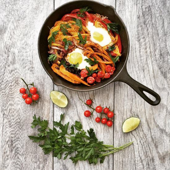 Cajun Egg Black Bean Rice Skillet