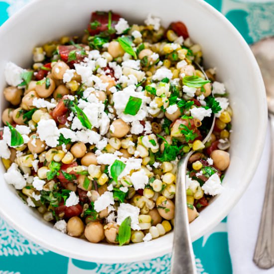 Grilled Corn and Chickpea Salad