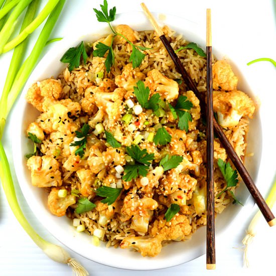 Baked Sticky Sesame Cauliflower