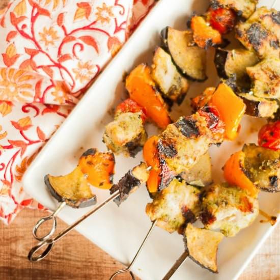 Basil Pesto Chicken Kababs