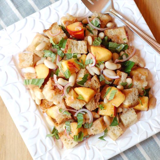 White Bean Peach Panzanella