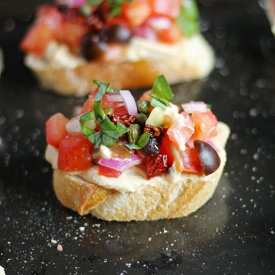 Bruschetta & Hummus on Baguettes