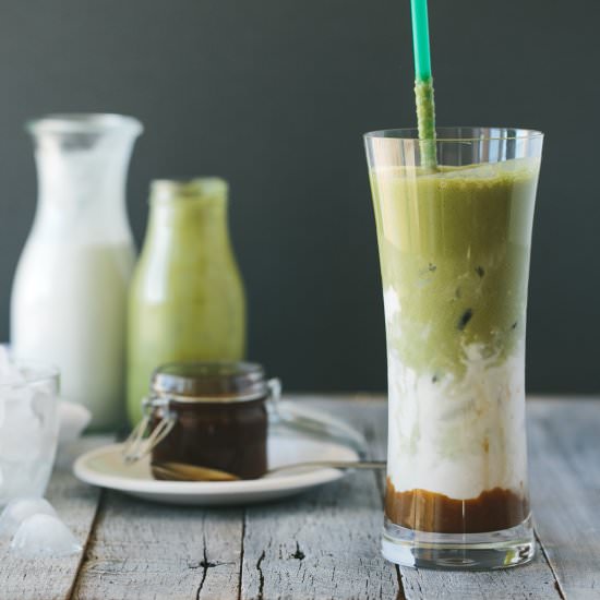 Iced Matcha Salted Caramel Latte