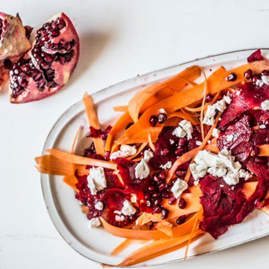 Carrot, beetroot, pomegranate salad