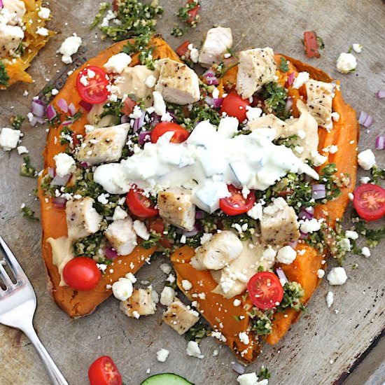Greek Loaded Sweet Potatoes