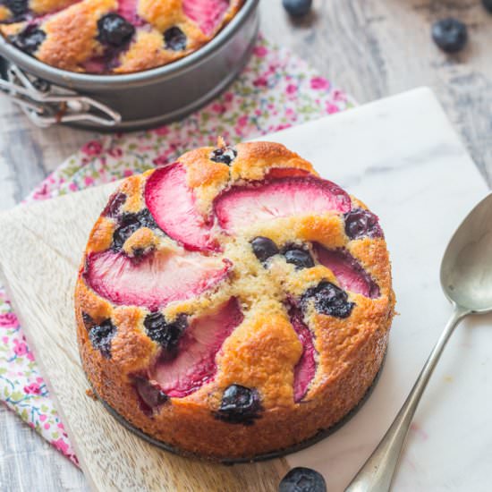 Peach & Blueberry Yoghurt Cake