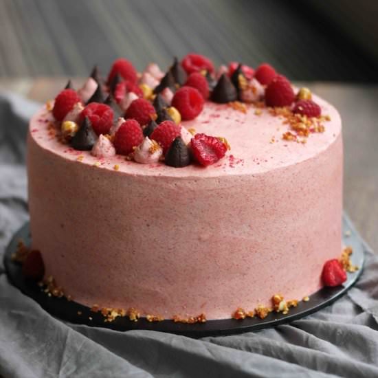 chocolate and raspberry layer cake