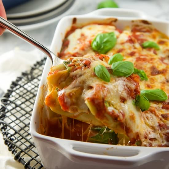 Baked Spinach and Ravioli
