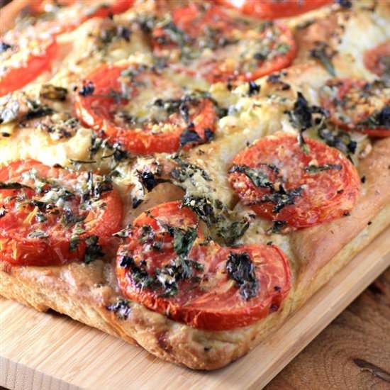 Tomato Onion Parmesan Focaccia