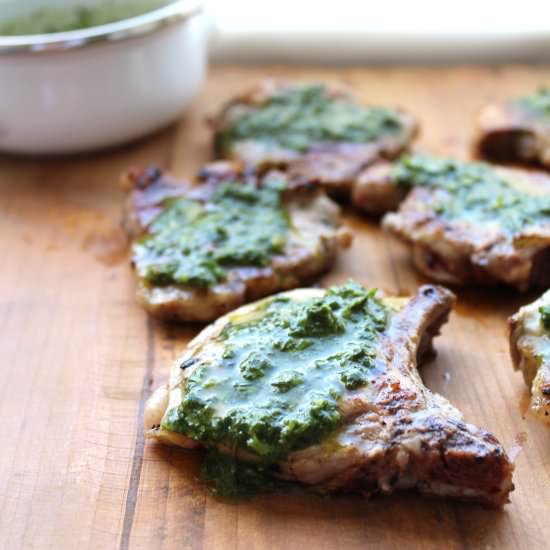 Lamb Chops with Herb & Garlic Sauce