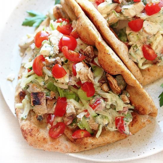 Easy Greek Chicken Salad Pitas