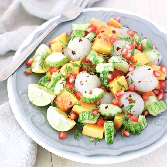 Cucumber, Papaya & Lychee Salad