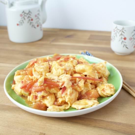 Chinese Scrambled Eggs with Tomato