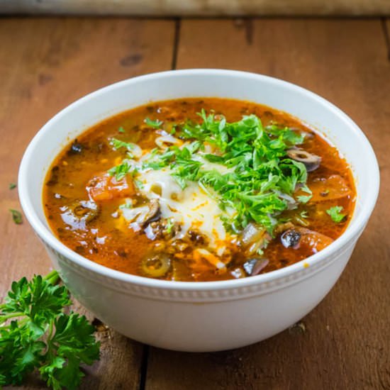 Caesar’s Pizza Soup