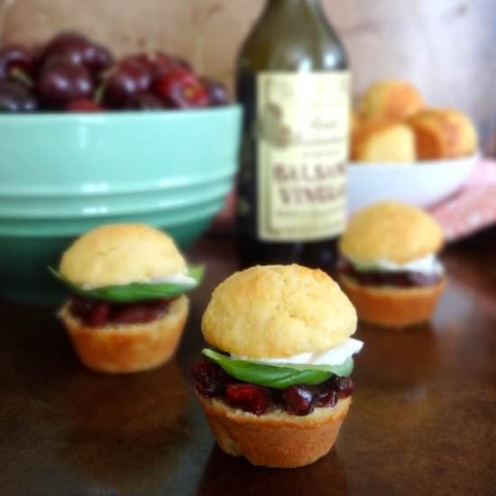 Cherry Caprese Cornbread Sliders