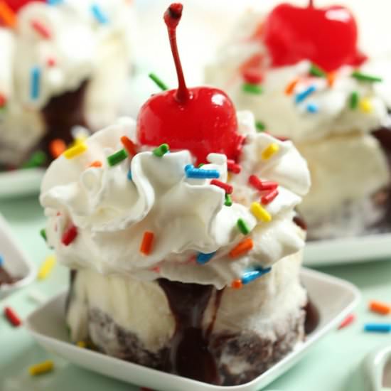 Hot Fudge Brownie Sundae Bites