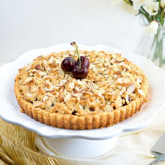 Almond Cherry Crumble Tart