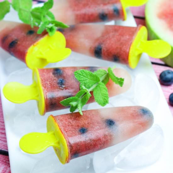 Watermelon Blueberry Mint Popsicle