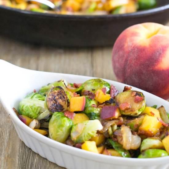 Brussels Sprouts w/ Peaches & Bacon